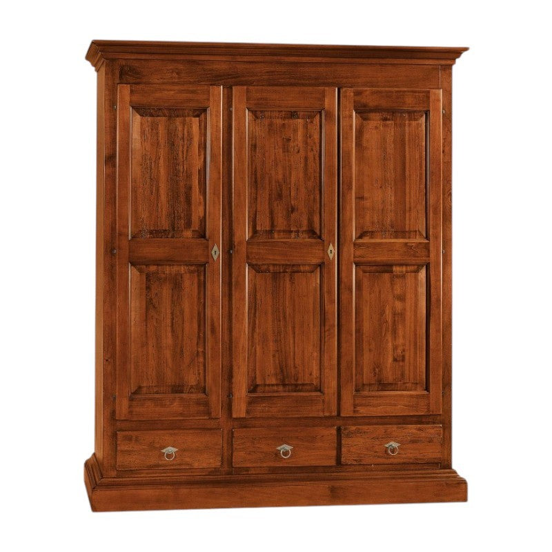 Armadio 3 porte arte povera in legno tinta noce 182x61x221 (611) - Mobili 2G