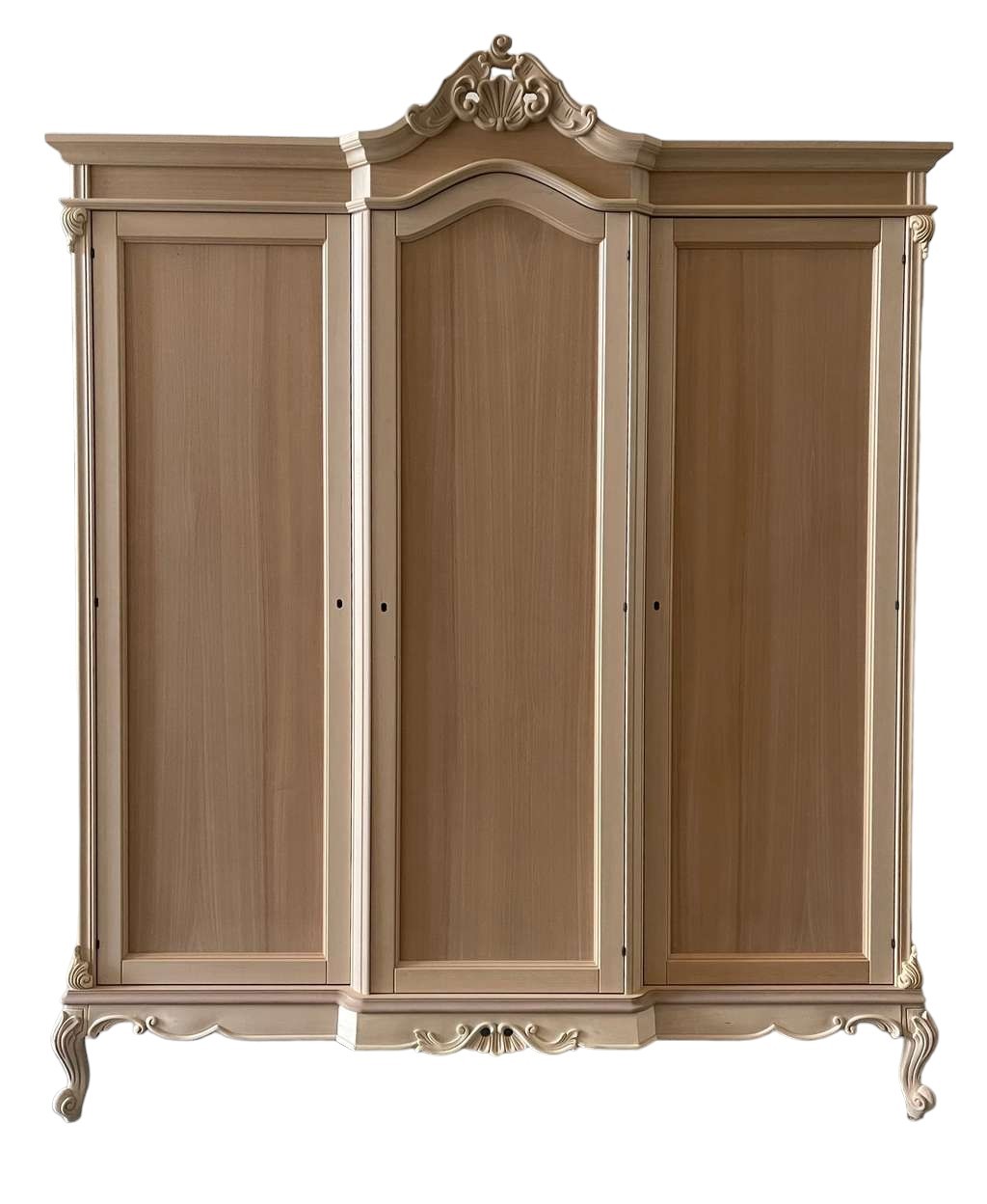 Armadio 3 porte classico barocco legno grezzo 193x73x230 - Mobili 2G