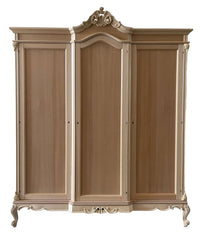 Armadio 3 porte classico barocco legno grezzo 193x73x230 - Mobili 2G