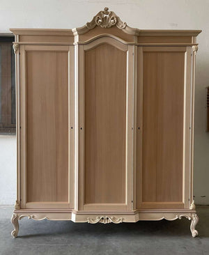 Armadio 3 porte classico barocco legno grezzo 193x73x230 - Mobili 2G