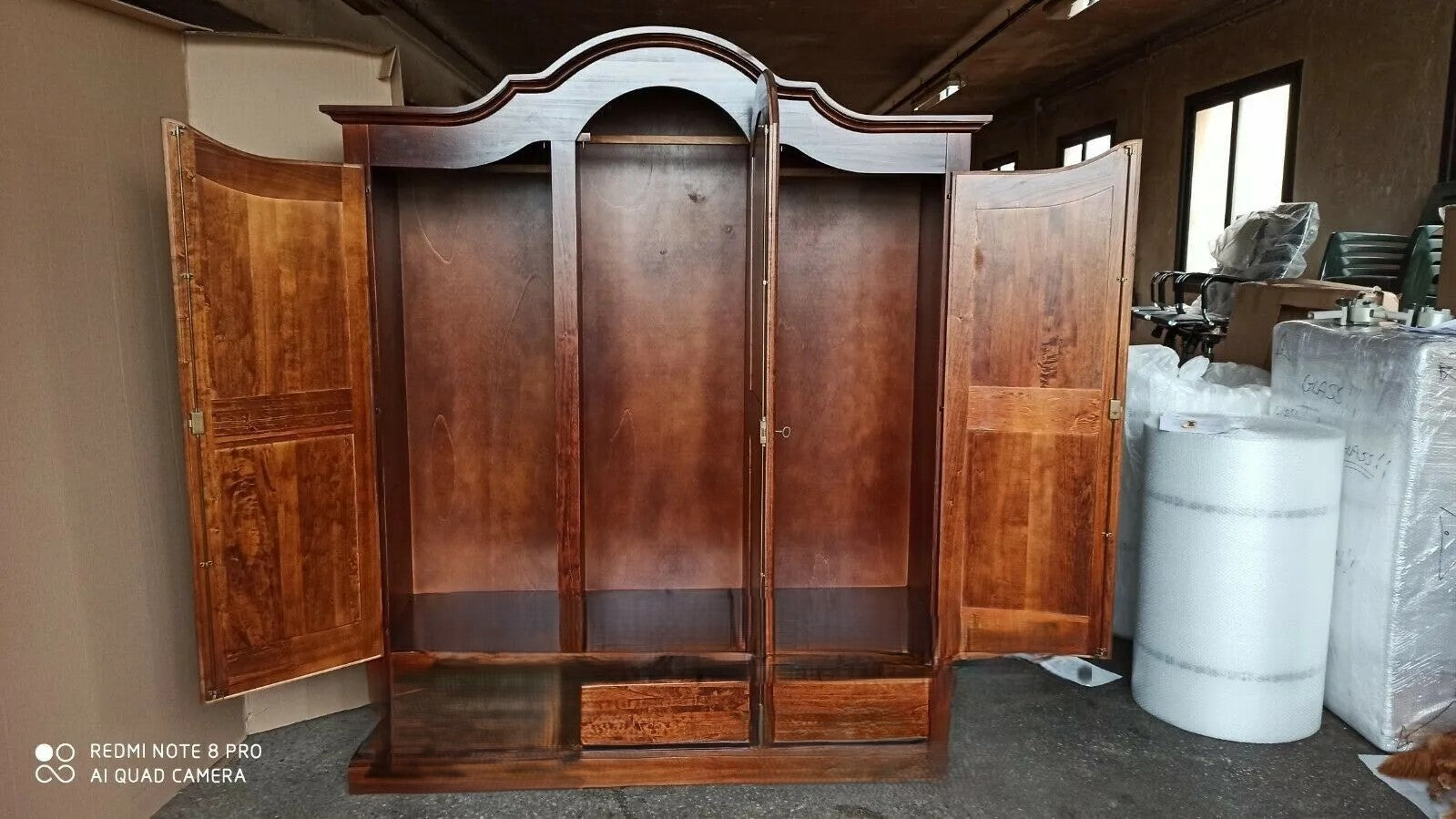 Armadio 3 porte classico in legno tinta noce 185x62x220 (247) - Mobili 2G