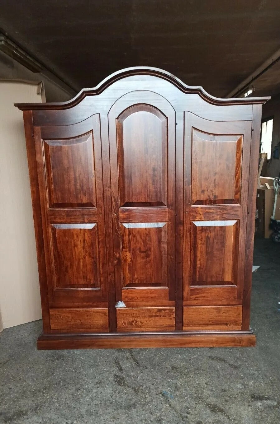 Armadio 3 porte classico in legno tinta noce 185x62x220 (247) - Mobili 2G