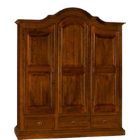 Armadio 3 porte in legno arte povera tinta noce 185x62x220