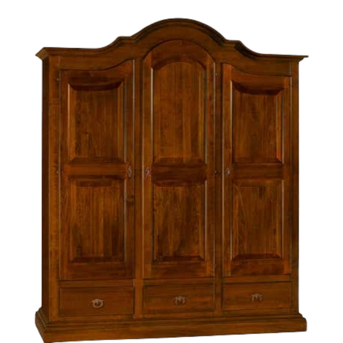 Armadio 3 porte in legno arte povera tinta noce 185x62x220