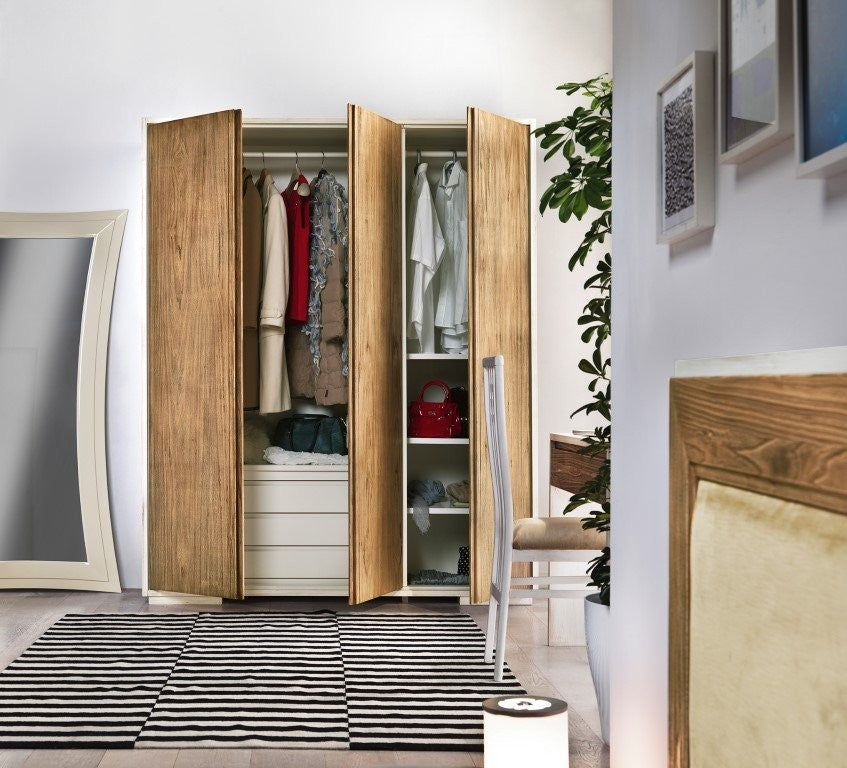 Armadio 3 porte in legno bicolore shabby 180x60x220