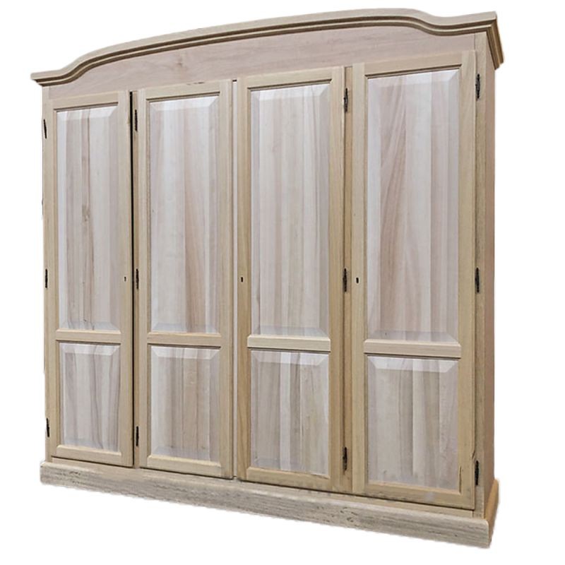 Armadio 4 ante cappello sagomato in legno grezzo 205x56x197 - Mobili 2G
