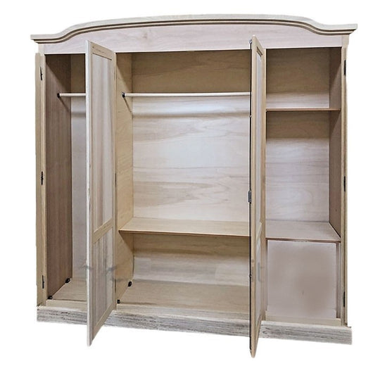 Armadio 4 ante cappello sagomato in legno grezzo 205x56x197 - Mobili 2G