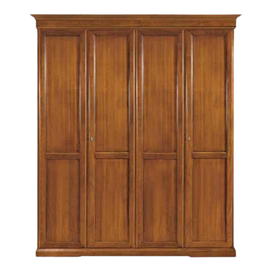 Armadio 4 porte arte povera in legno tinta noce 210x67x250