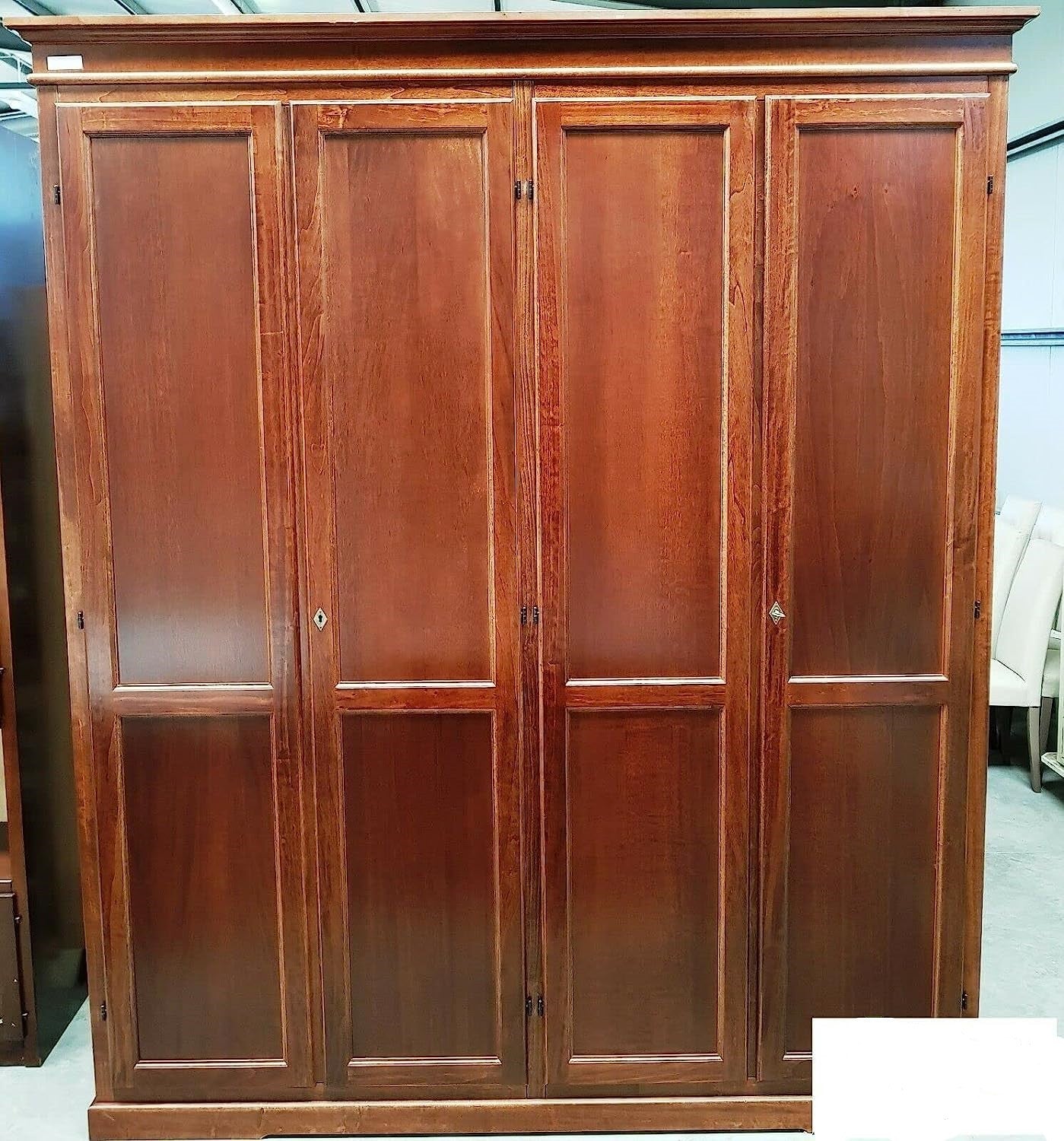 Armadio 4 porte arte povera in legno tinta noce 210x67x250