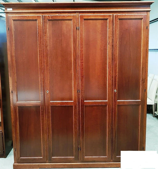 Armadio 4 porte arte povera in legno tinta noce 210x67x250