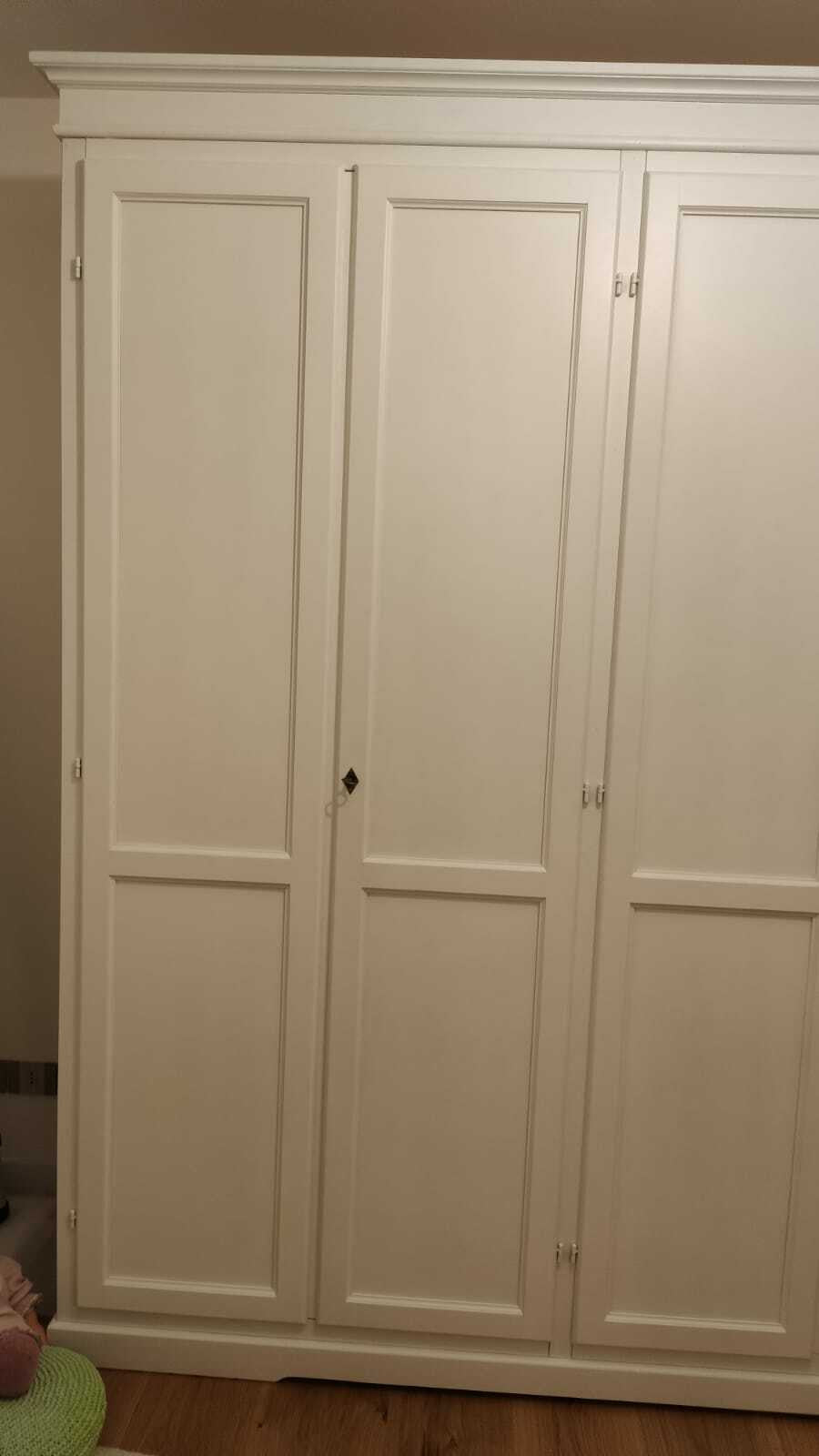 Armadio 4 porte arte povera legno shabby bianco 210x67x250