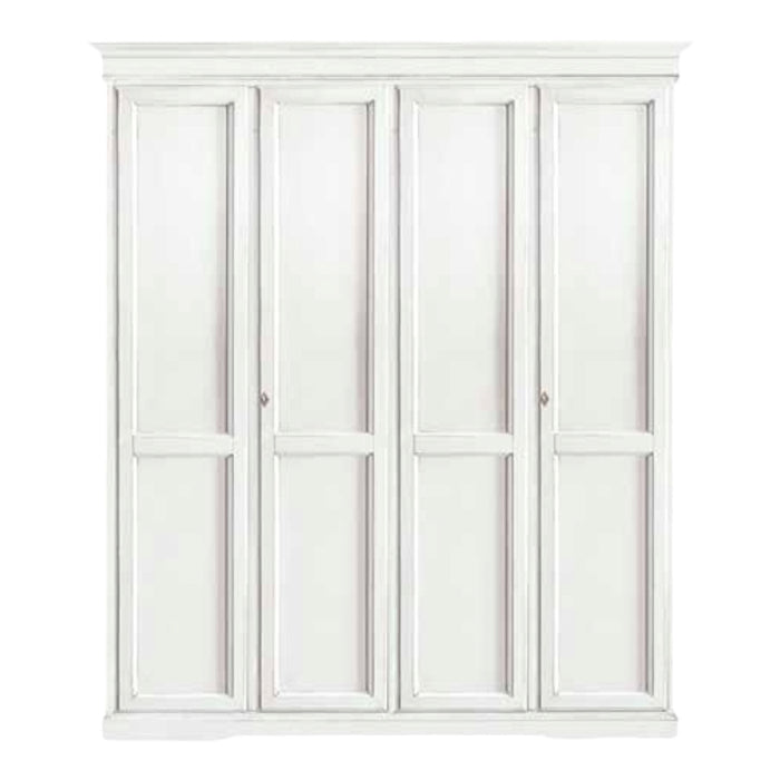Armadio 4 porte arte povera legno shabby bianco 210x67x250