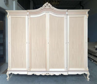 Armadio 4 porte classico barocco legno grezzo 225x73x230 - Mobili 2G