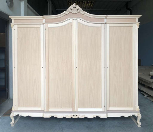 Armadio 4 porte classico barocco legno grezzo 225x73x230 - Mobili 2G