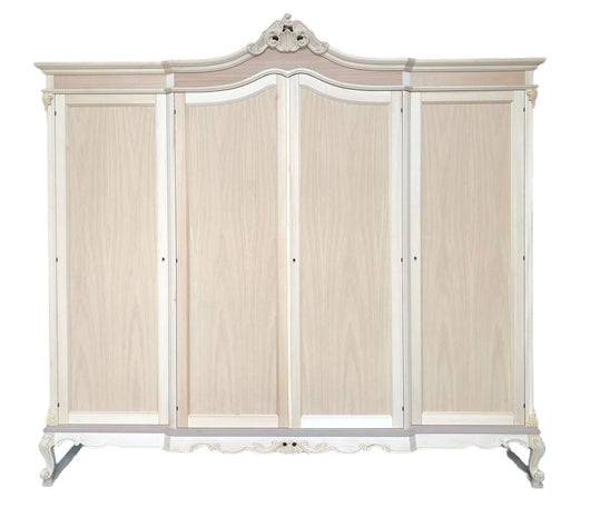 Armadio 4 porte classico barocco legno grezzo 225x73x230 - Mobili 2G