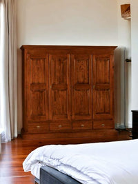 Armadio 4 porte classico in legno tinta noce 234x61x221 - Mobili 2G