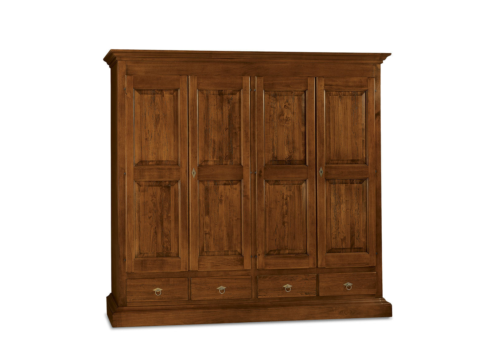 Armadio 4 porte classico in legno tinta noce 234x61x221 - Mobili 2G