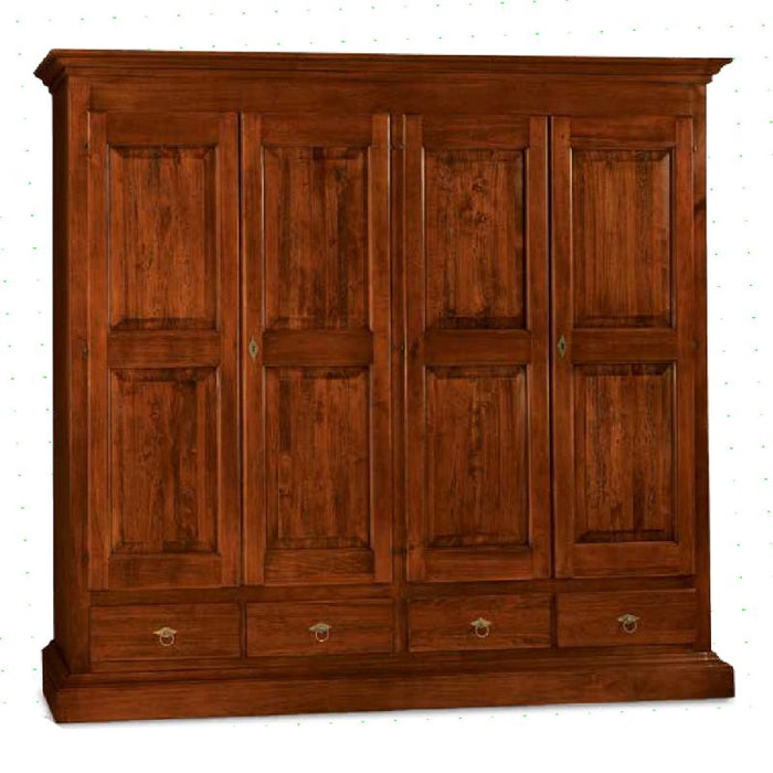 Armadio 4 porte classico in legno tinta noce 234x61x221 - Mobili 2G