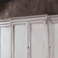 Armadio 4 porte classico legno shabby bianco argento 252x60x242 - Mobili 2G