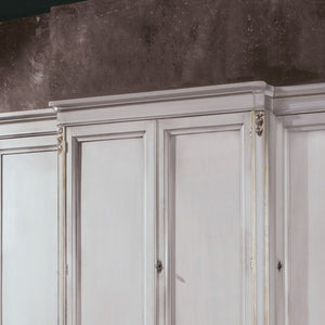 Armadio 4 porte classico legno shabby bianco argento 252x60x242 - Mobili 2G