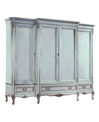 Armadio 4 porte classico legno shabby bianco argento 252x60x242 - Mobili 2G