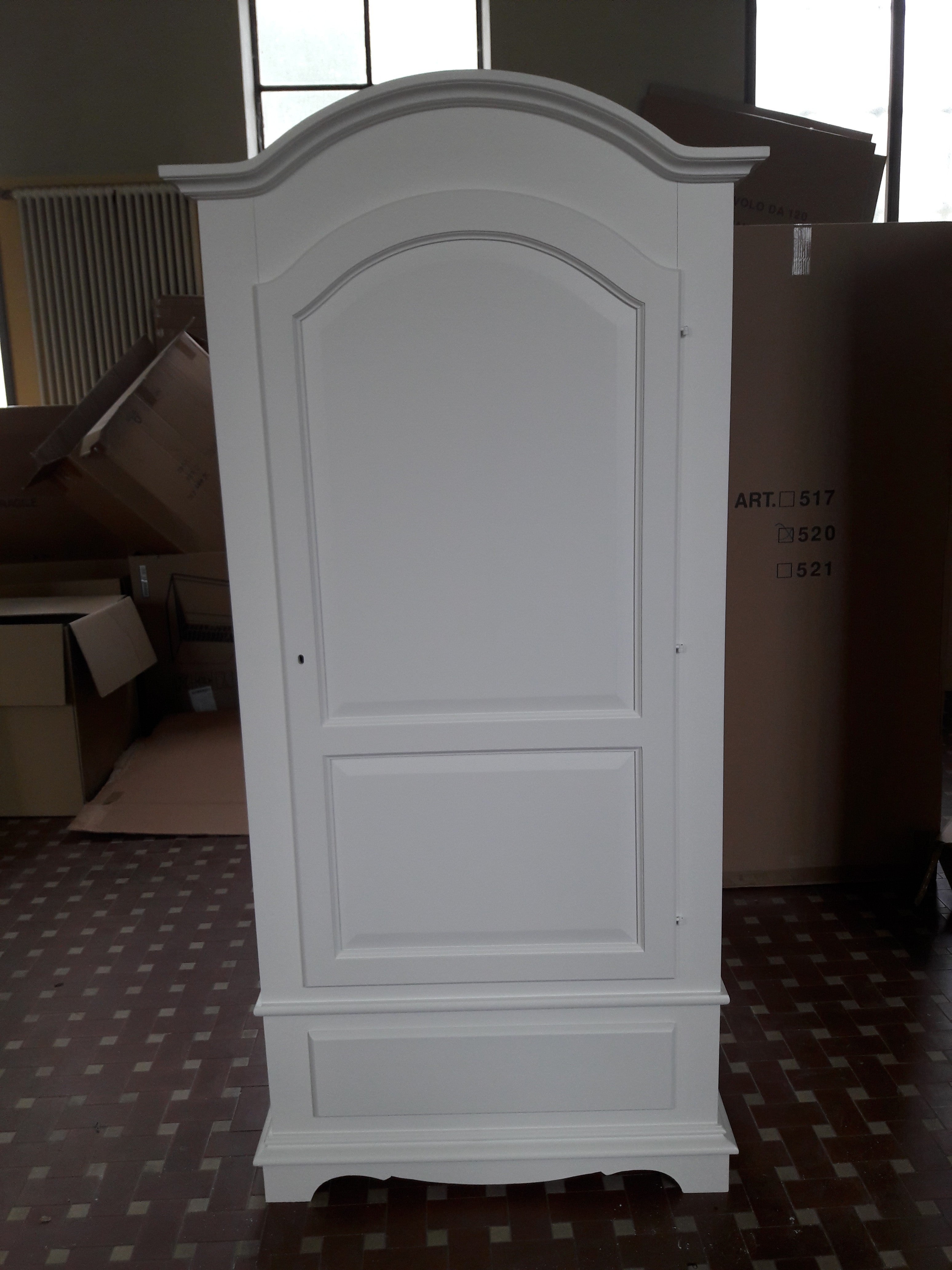 Armadio arte povera 1 porta legno shabby bianco 96x56x196h (1512) - Mobili 2G