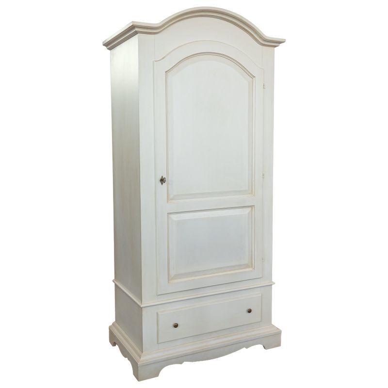 Armadio arte povera 1 porta legno shabby bianco invecchiato 96x56x196h - Mobili 2G