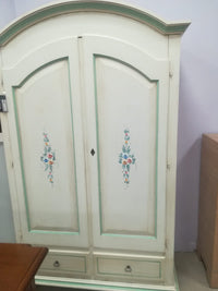 Armadio arte povera 2 ante legno shabby avorio e verde 125x61x200