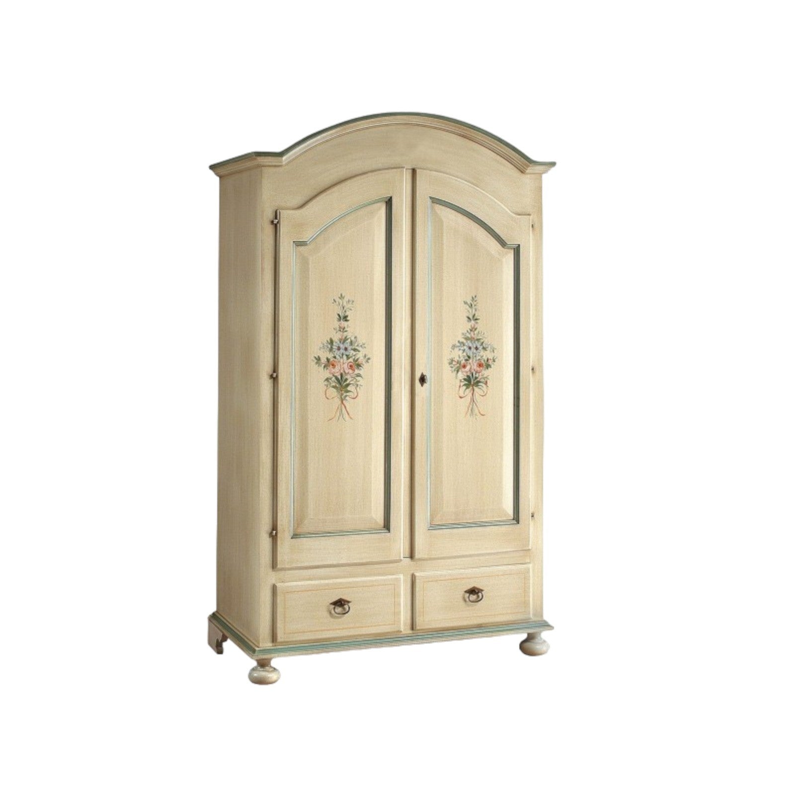 Armadio arte povera 2 ante legno shabby avorio e verde 125x61x200