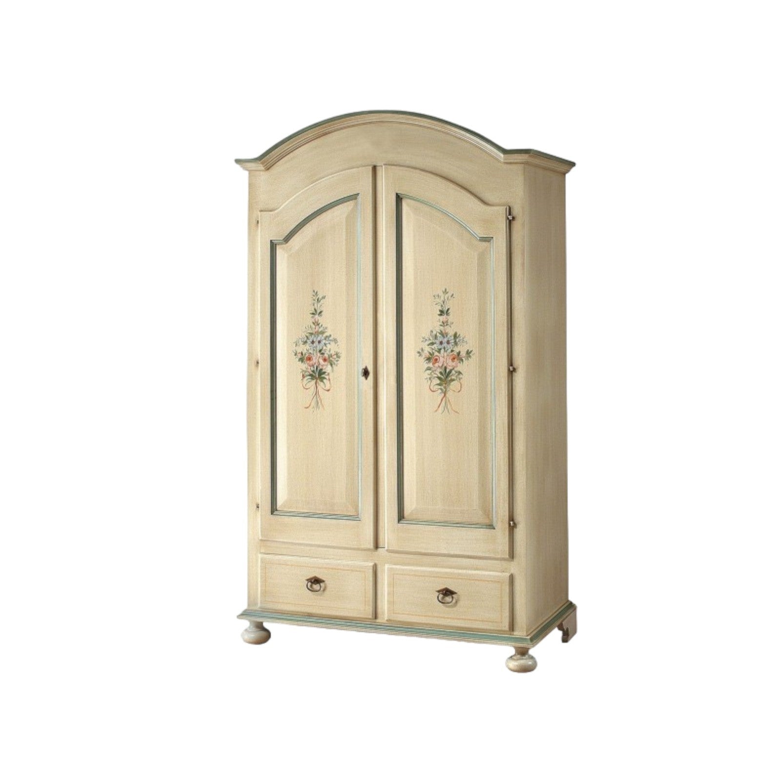 Armadio arte povera 2 ante legno shabby avorio e verde 125x61x200