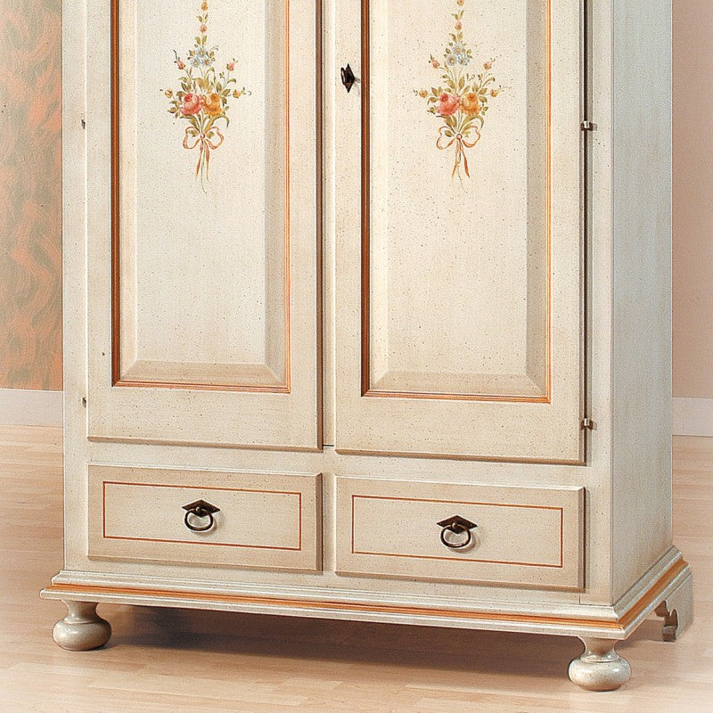 Armadio arte povera 2 ante legno shabby bianco e ocra 125x61x200 (1312) - Mobili 2G