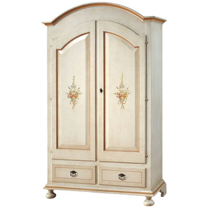 Armadio arte povera 2 ante legno shabby bianco e ocra 125x61x200 (1312) - Mobili 2G