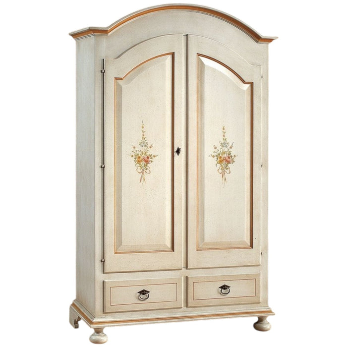 Armadio arte povera 2 ante legno shabby bianco e ocra 125x61x200 (1312) - Mobili 2G