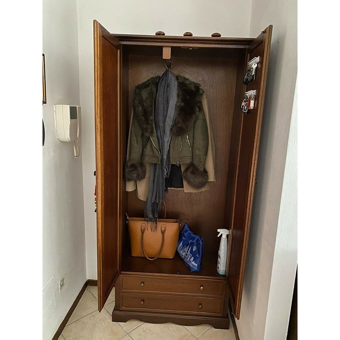 Armadio arte povera 2 ante legno tinta noce 87x40x192 - Mobili 2G