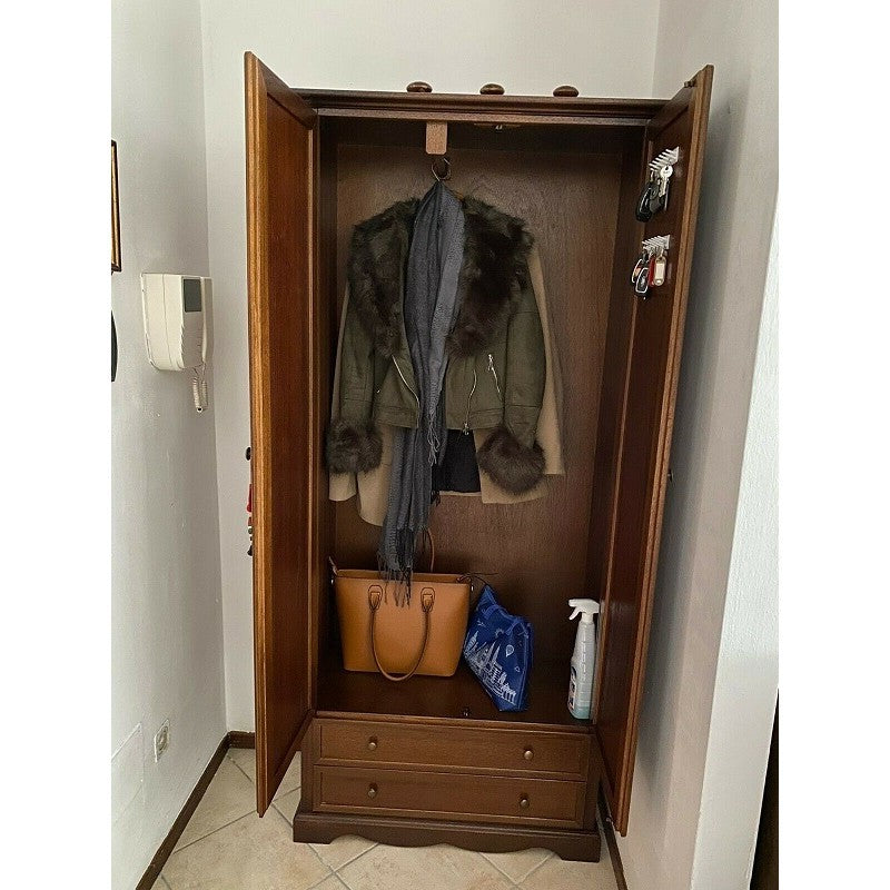 Armadio arte povera 2 ante legno tinta noce 87x40x192 - Mobili 2G