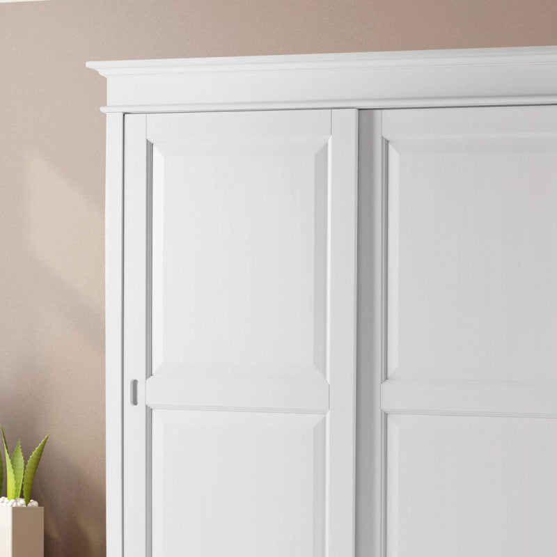 Armadio arte povera 2 ante scorrevoli legno bianco shabby 183x67x212