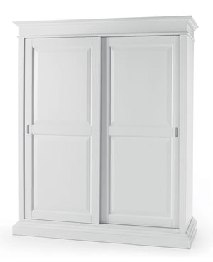 Armadio arte povera 2 ante scorrevoli legno bianco shabby 183x67x212