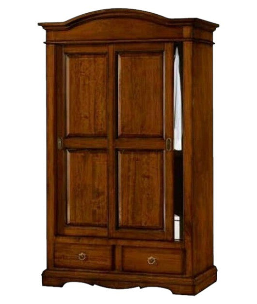 Armadio arte povera 2 ante scorrevoli legno tinta noce 122x60x200h (296) - Mobili 2G