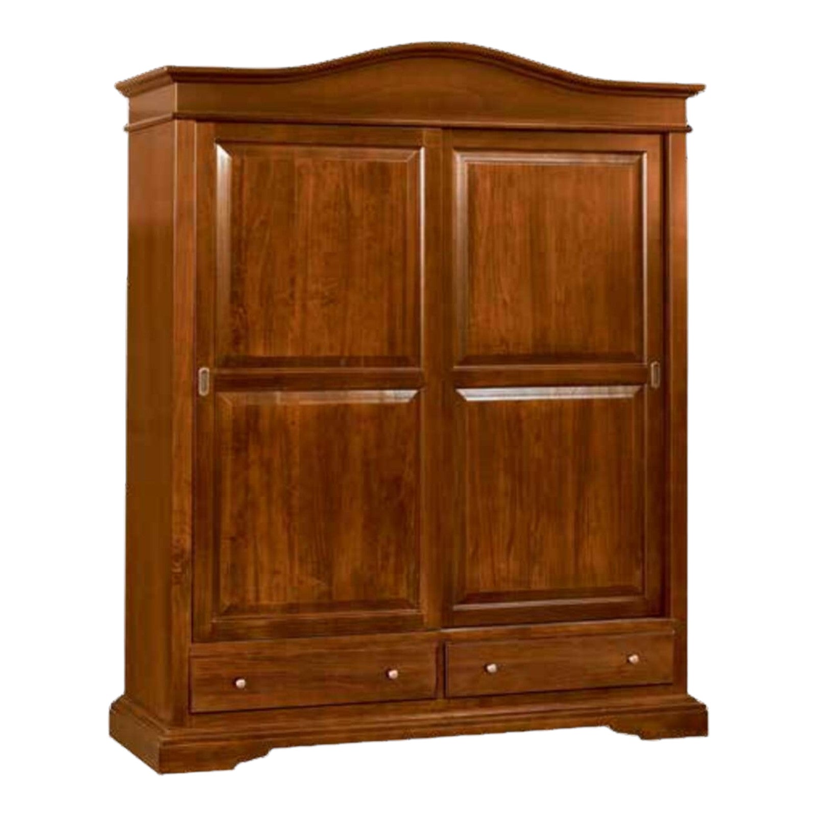 Armadio arte povera 2 ante scorrevoli legno tinta noce 180x67x225 (583) - Mobili 2G