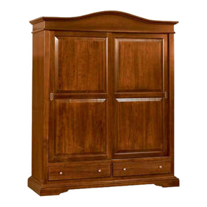 Armadio arte povera 2 ante scorrevoli legno tinta noce 180x67x225 (583) - Mobili 2G