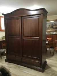 Armadio arte povera 2 ante scorrevoli legno tinta noce 180x67x225 (583) - Mobili 2G