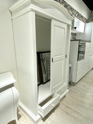 Armadio arte povera 2 ante scorrevoli shabby legno bianco 122x60x200 (1296) - Mobili 2G