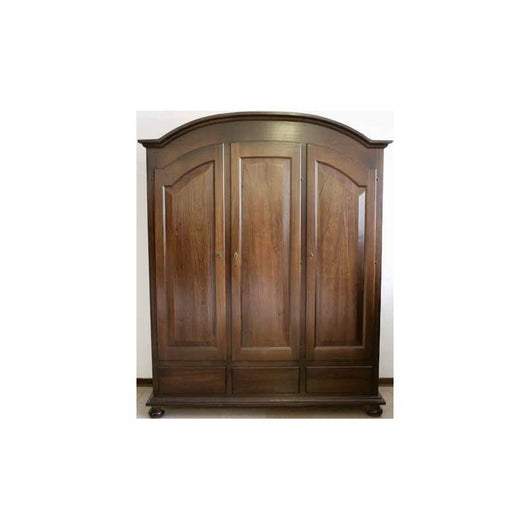 Armadio arte povera 3 porte 3 cassetti sagomato tinta noce 181x61x224 - Mobili 2G