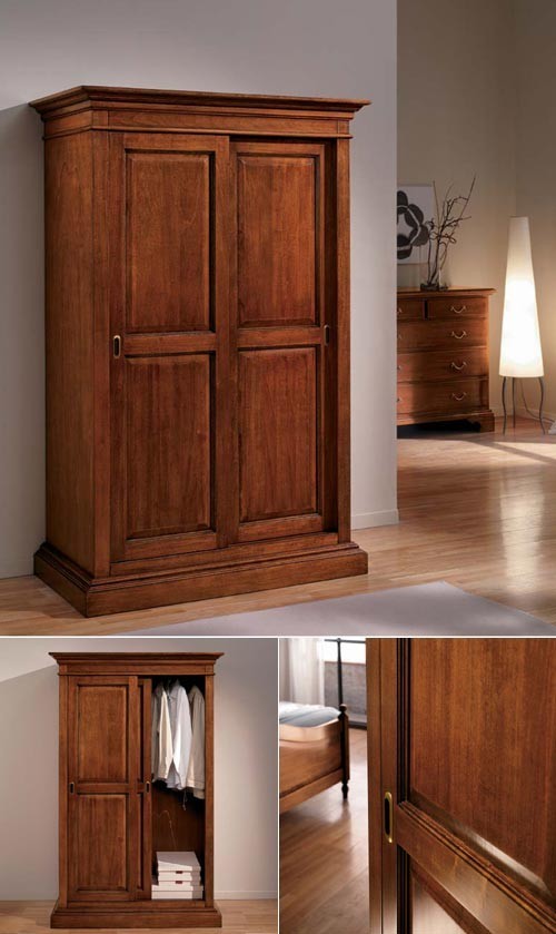 Armadio arte povera in legno 2 ante scorrevoli 128x67x200