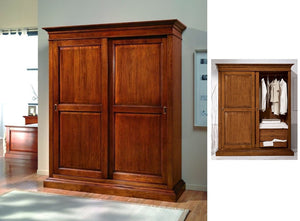 Armadio arte povera in legno 2 ante scorrevoli cappello dritto 183x67x214