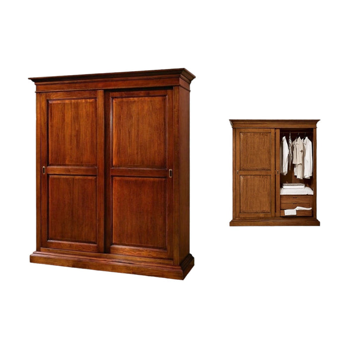 Armadio arte povera in legno 2 ante scorrevoli cappello dritto 183x67x214