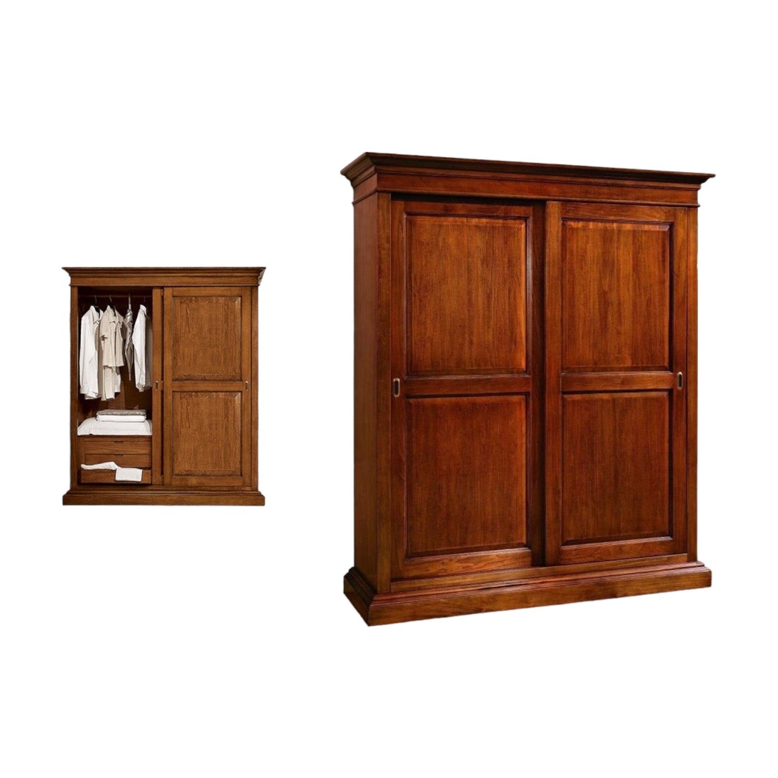 Armadio arte povera in legno 2 ante scorrevoli cappello dritto 183x67x214