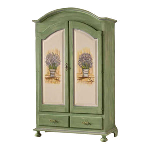 Armadio arte povera legno bianco verde salvia 125x61x200 - Mobili 2G