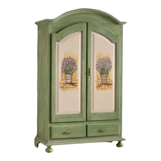 Armadio arte povera legno bianco verde salvia 125x61x200 - Mobili 2G
