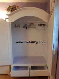 Armadio cappello tondo bianco opaco shabby 125x60x200 (1245) - Mobili 2G